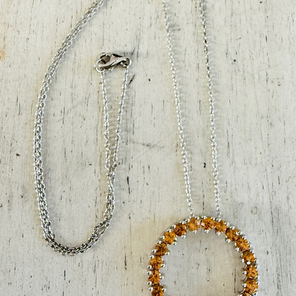 Sterling Citrine Circle Necklace - Picture 5 of 11